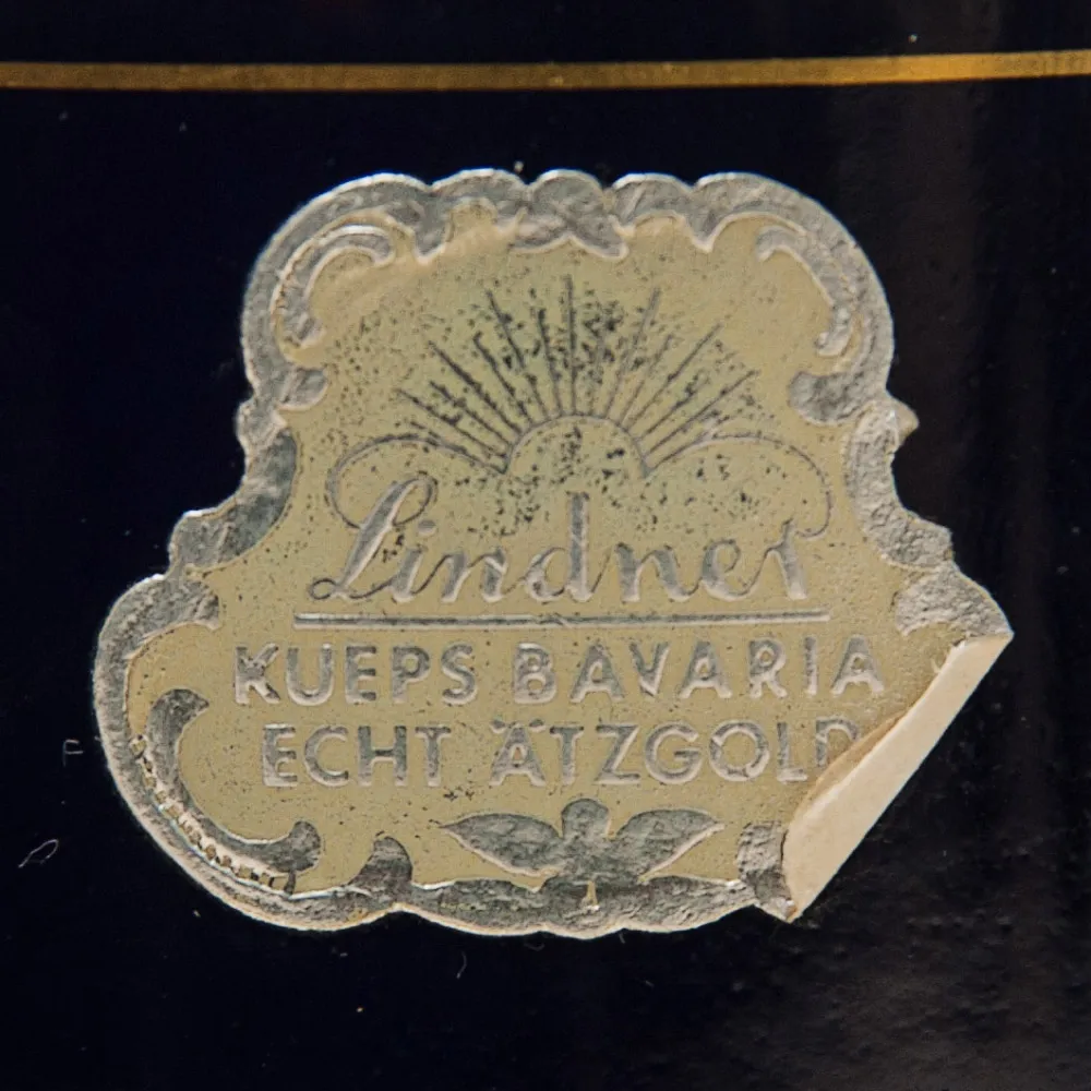 Винтажная Ваза Кобальт с Золотым Орнаментом Lindner Бавария, Германия 60 -е годы ХХ века.