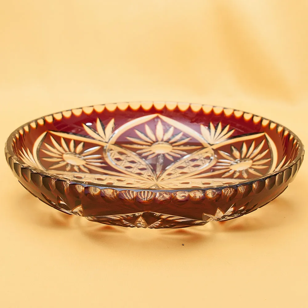 Блюдо - Фруктовница Цветного Хрусталя «Ромашки» Германия D-28 см., конец 60-х гг.