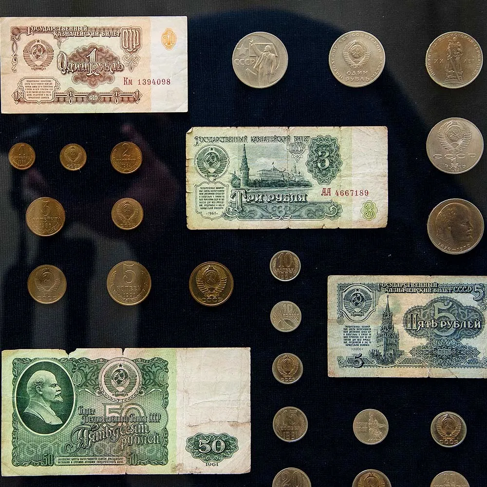 Настенное Коллекционное Панно - Картина «Советские монеты и Банкноты», СССР.