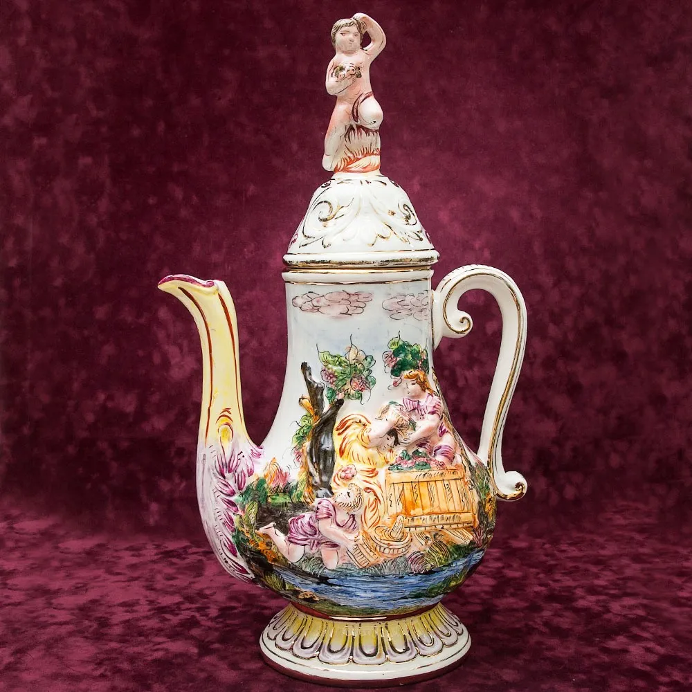 Большой Декоративный Кувшин - Ваза «Райский Сад», Фаянс Capodimonte / Каподимонте Италия Н-53 см.