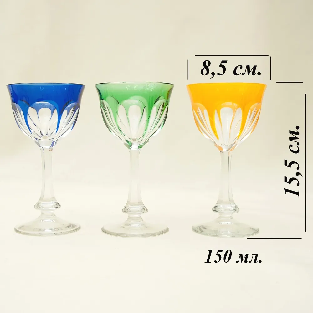 Редкость! Набор 6-ть Хрустальных Бокалов, серия «Леди Гамильтон», MOSER Чехия - начало ХХ века.