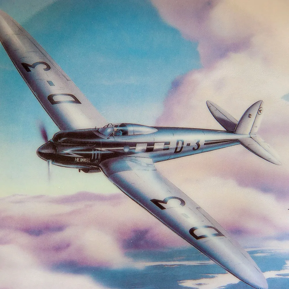 Коллекционная Тарелка «Самолёт - Хейнкель Не-70 над Речной дельтой» Фарфор, Германия -1994 год.