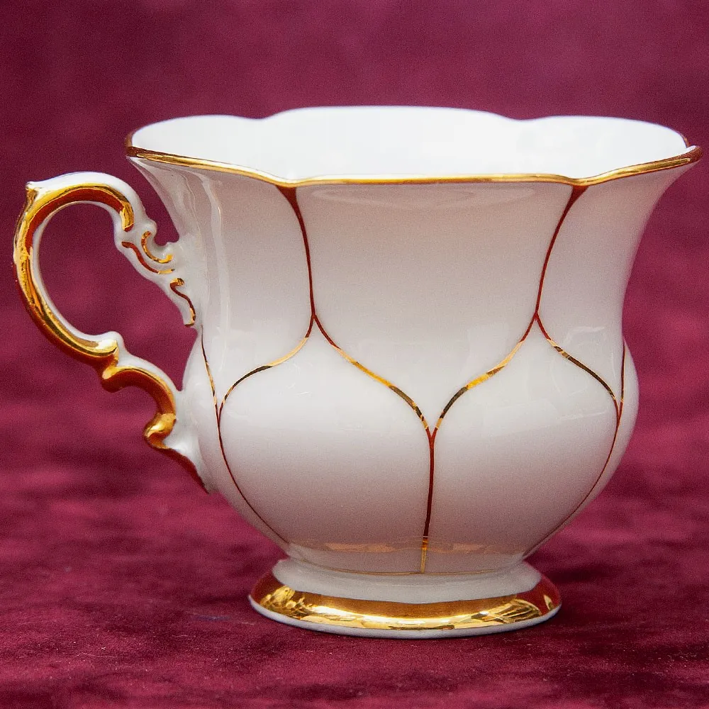 Чайная пара+Тарелка (Тройка) «Белое Золото» Фарфор MEISSEN / МЕЙСЕН Германия -70гг.