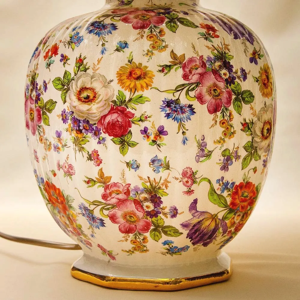 Большая Настольная Электрическая Лампа - Светильник «Цветочная Симфония» Бельгия Н-76 см.