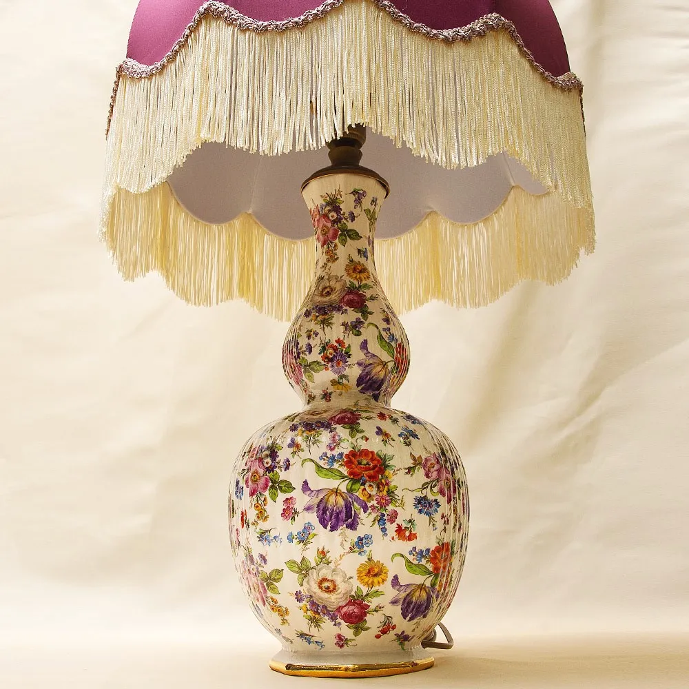 Большая Настольная Электрическая Лампа - Светильник «Цветочная Симфония» Бельгия Н-76 см.