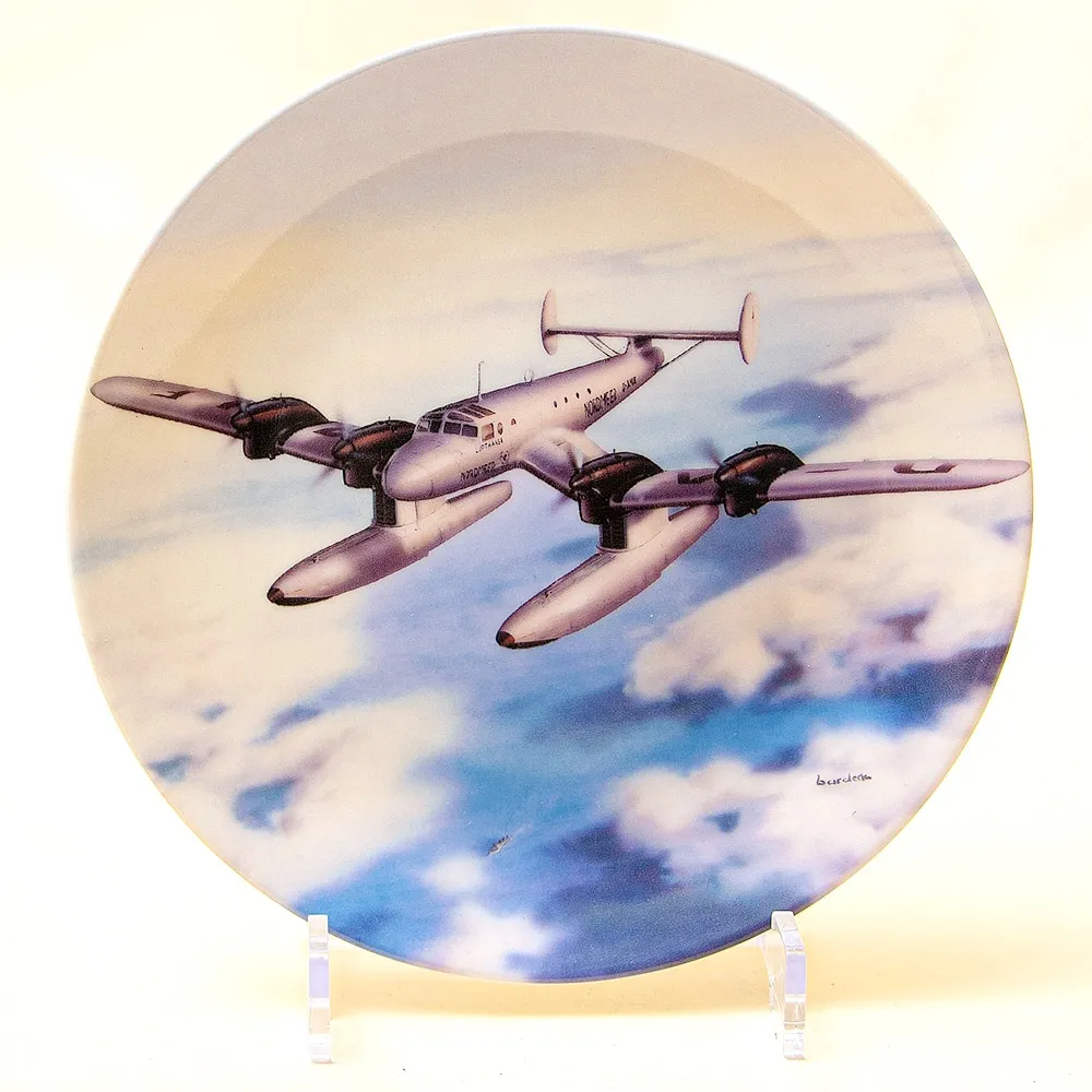 Коллекционная Тарелка «Самолёт - Блом унд Фосс Ha 139 над Атлантикой» Фарфор, Германия -1995 год.