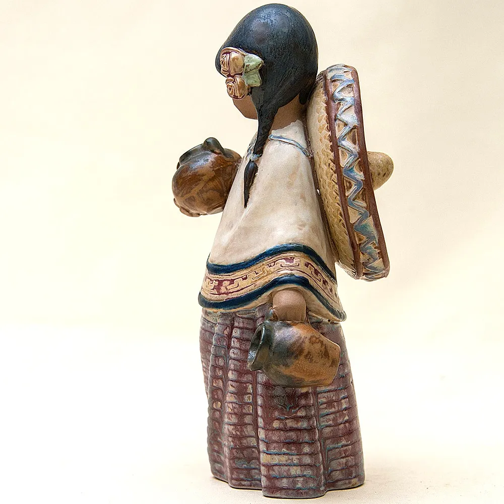 Коллекционная Фарфоровая статуэтка «Девочка в сомбреро» серия Грес Lladro, Испания - 1984 год.