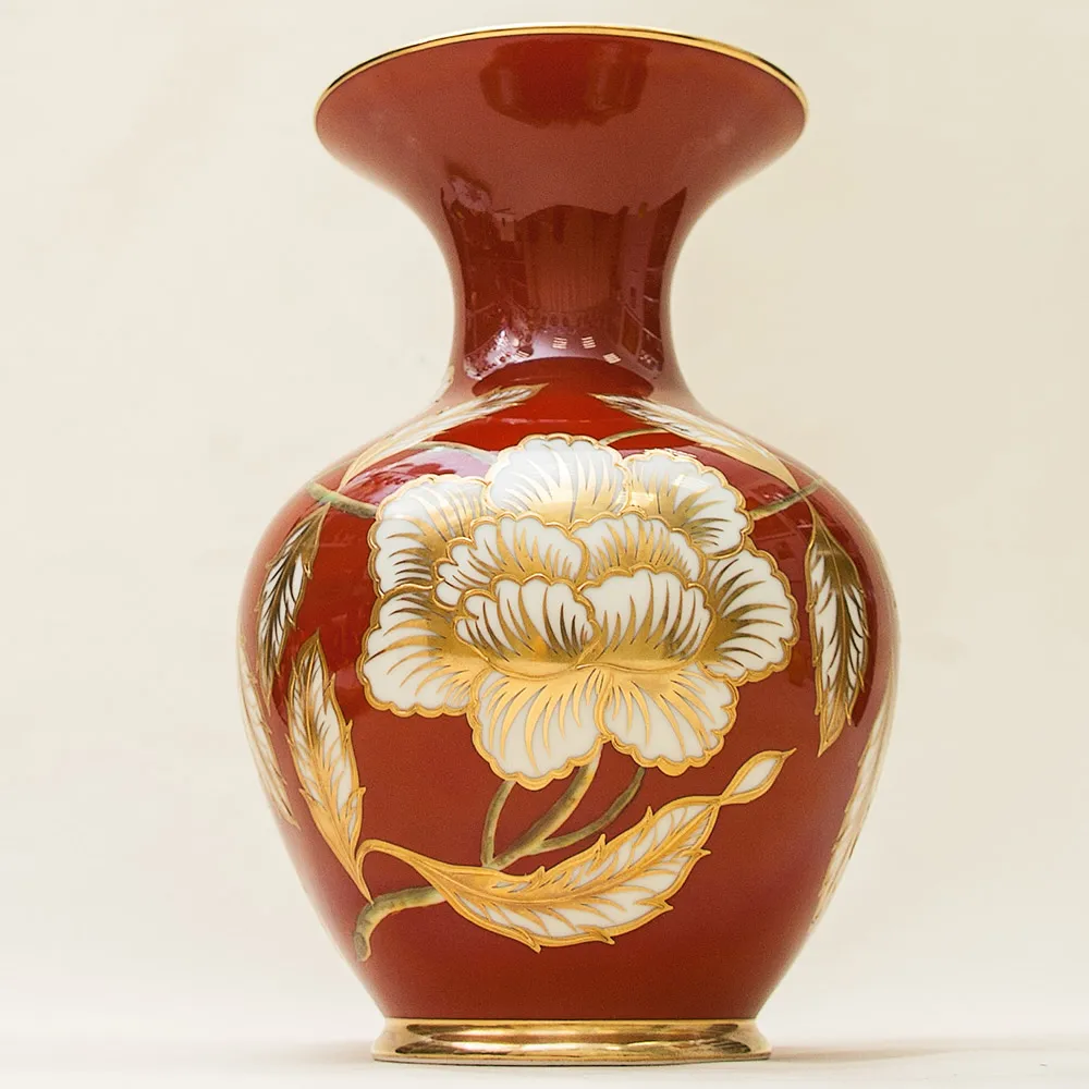 Коллекционная Ваза из серии «Золото Роз» Фарфор Hertel, Jacob&Co. Германия Н-25см.