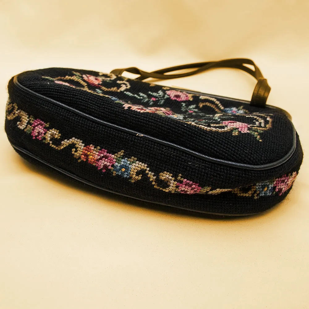 Винтажная Дамская Сумка из Тёмного Гобелена Западной Германии 60 -е годы ХХ века.