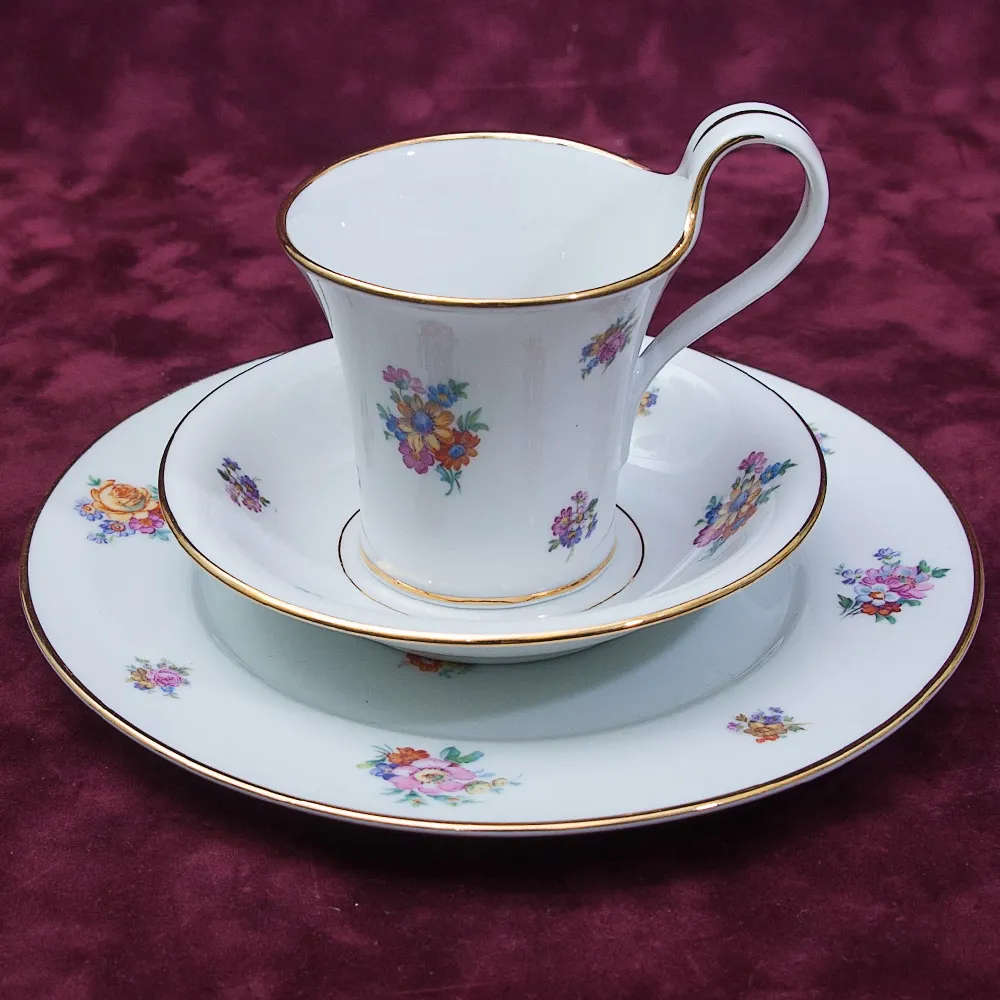 Коллекционная Чайная фарфоровая тройка - «ЛЕТО» Furstenberg, Германия 50 -егоды ХХ века.