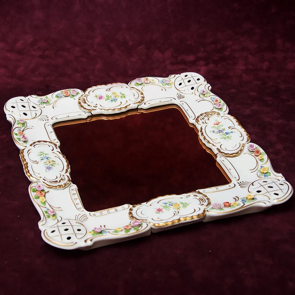 Настенное Фарфоровое Зеркало 37,5 см. х 36 см. LINDNER Kups Bavaria, Германия 60гг.