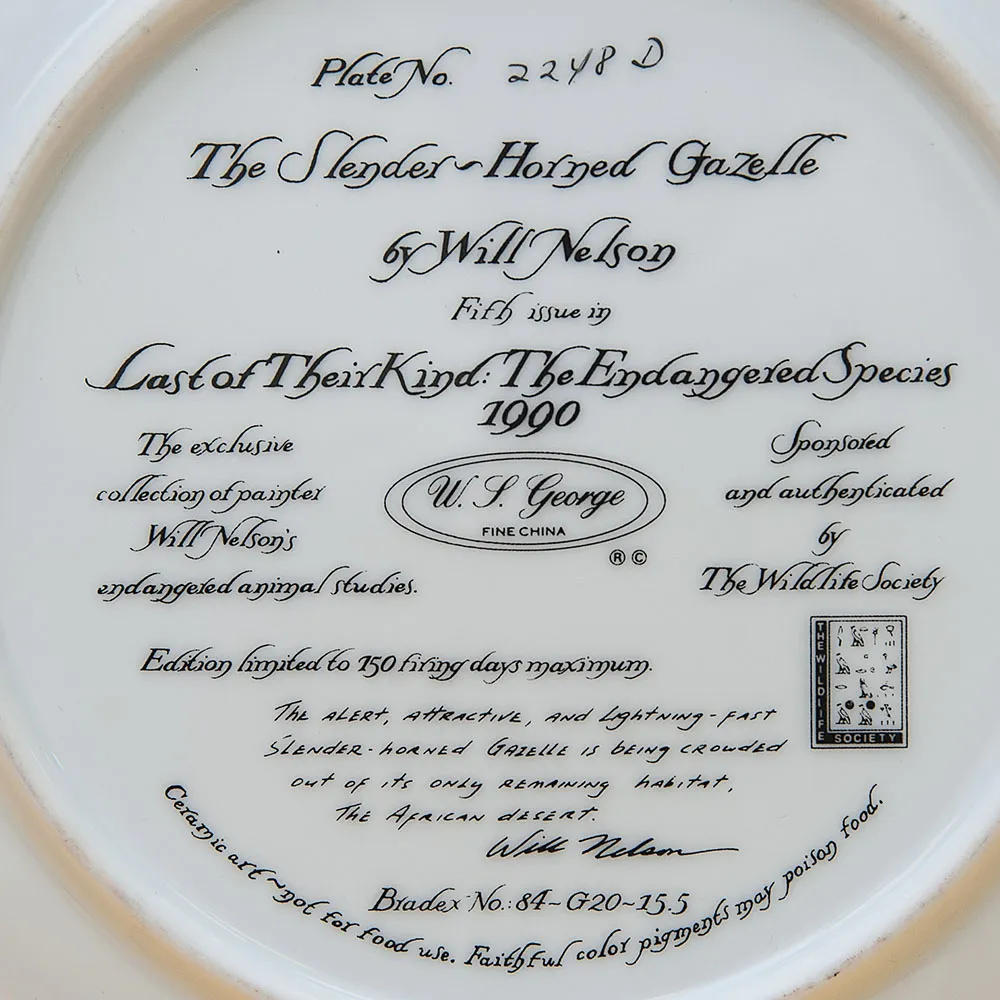 Коллекционная Тарелка Охота - «Песчаная Газель», Фарфор W.J.GEORGE США -1990 год.