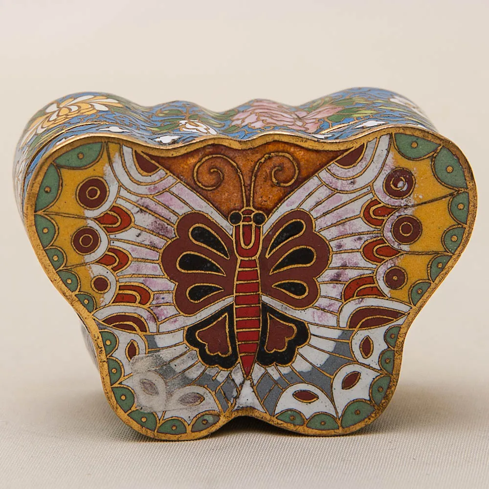 Винтажная Шкатулка - Бонбоньерка «БАБОЧКА» в технике «Клуазоне», Китай 50-е годы ХХ века. 