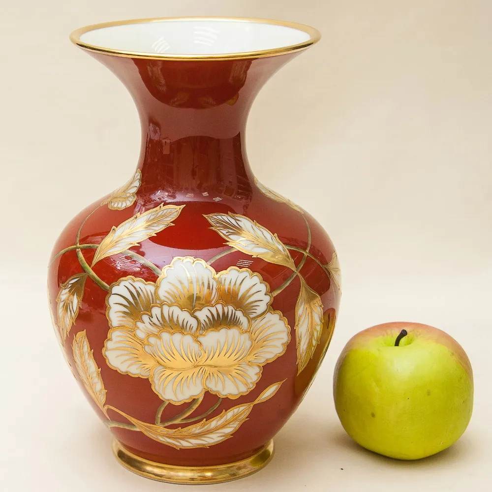 Коллекционная Ваза из серии «Золото Роз» Фарфор Hertel, Jacob&Co. Германия Н-25см.