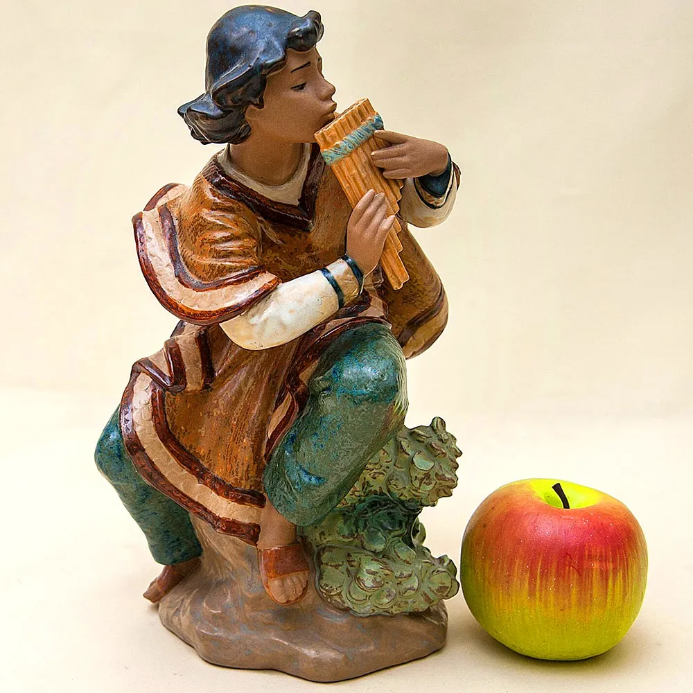 Большая Коллекционная Фарфоровая статуэтка «Юноша играющий на флейте», серия Грес Lladro Испания -1986г.