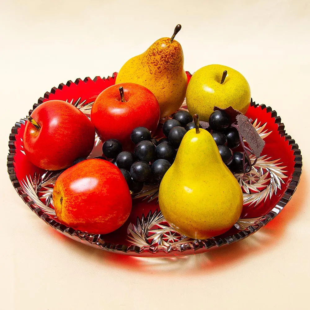 Сервировочное Блюдо - Фруктовница Красного Хрусталя GUTEZEICHEN Германия D-29 см., конец 60-х гг.