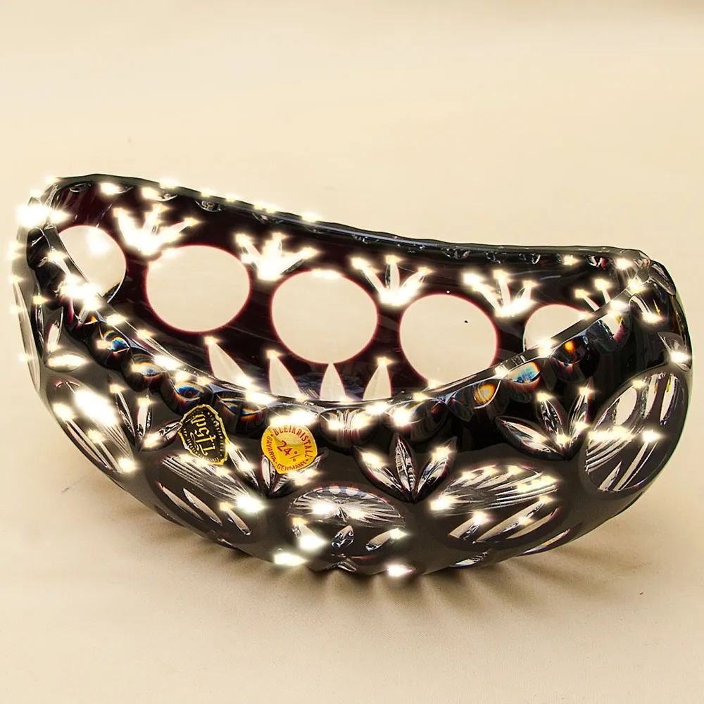 Ваза-Конфетница «ЛАДЬЯ» Цветной Хрусталь Trischler Winterhalder Германия 70-е гг.