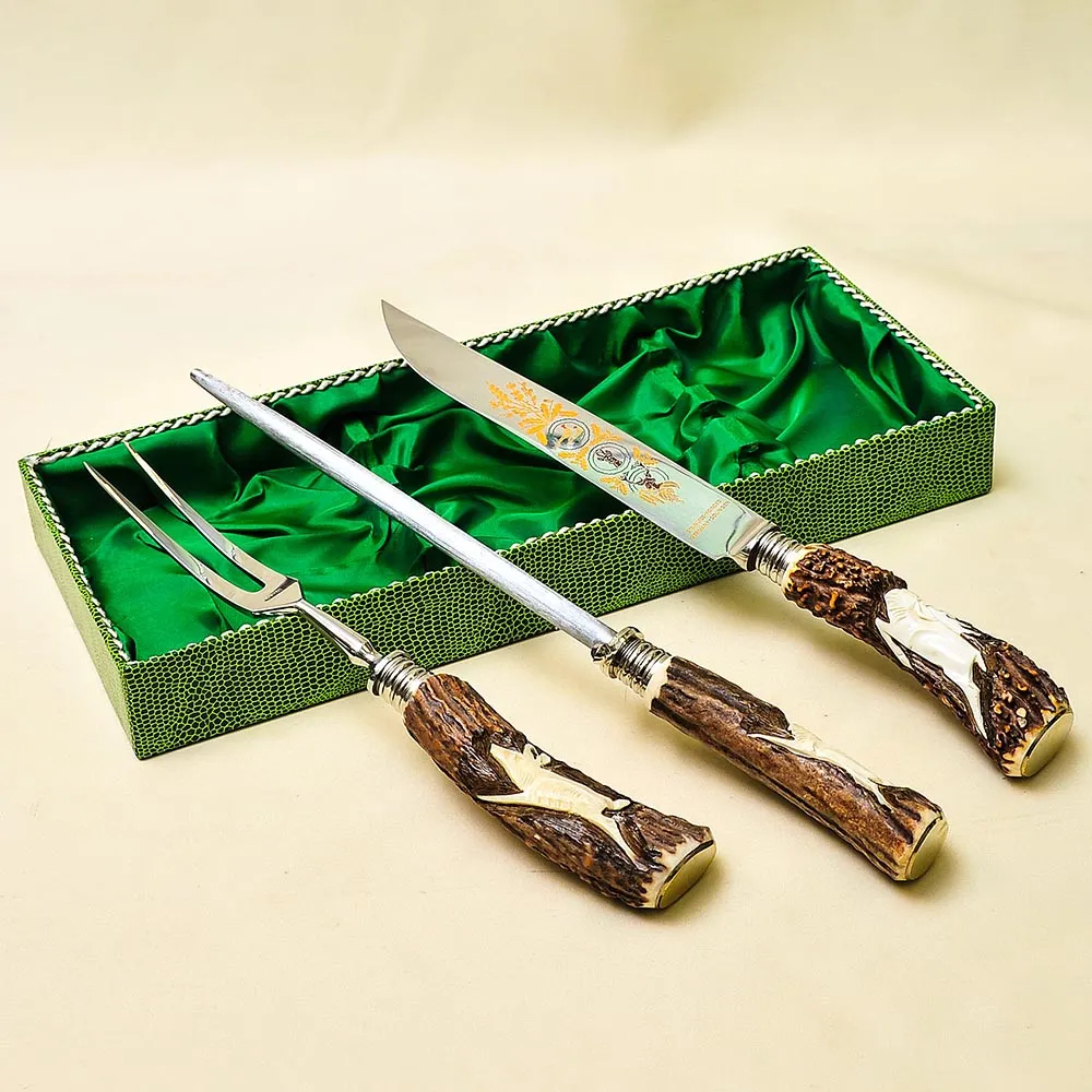 «Охота» Набор для Барбекю из 3-х предметов, Германия, STAINLESS-FORGED Solingen, 60 -е гг.