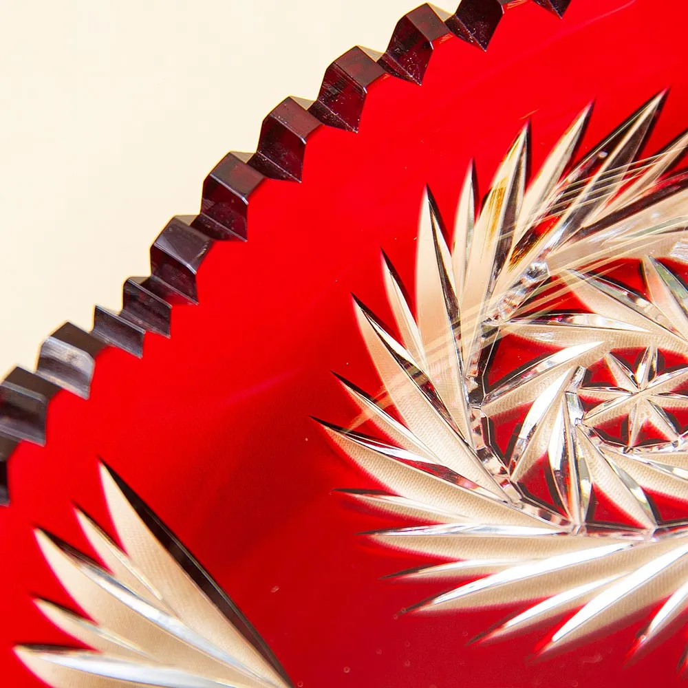 Сервировочное Блюдо - Фруктовница Красного Хрусталя GUTEZEICHEN Германия D-29 см., конец 60-х гг.