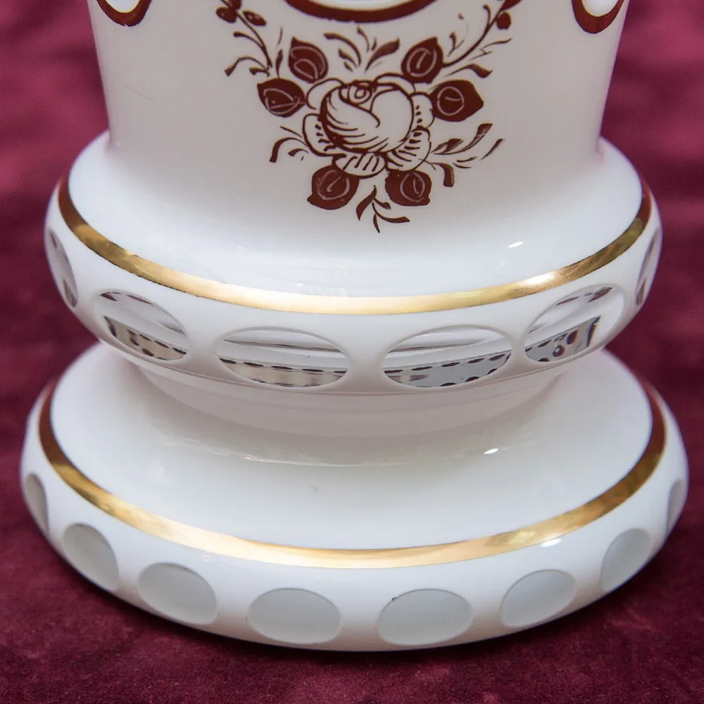 Винтажная Стеклянная Ваза - Кубок «Золотые Розы»  LAUSITZER GLASWERKE Германия - 50-70е гг.