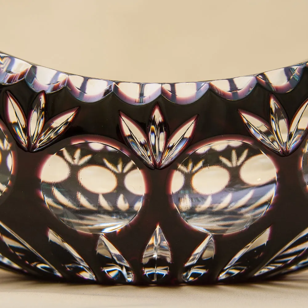 Ваза-Конфетница «ЛАДЬЯ» Цветной Хрусталь Trischler Winterhalder Германия 70-е гг.