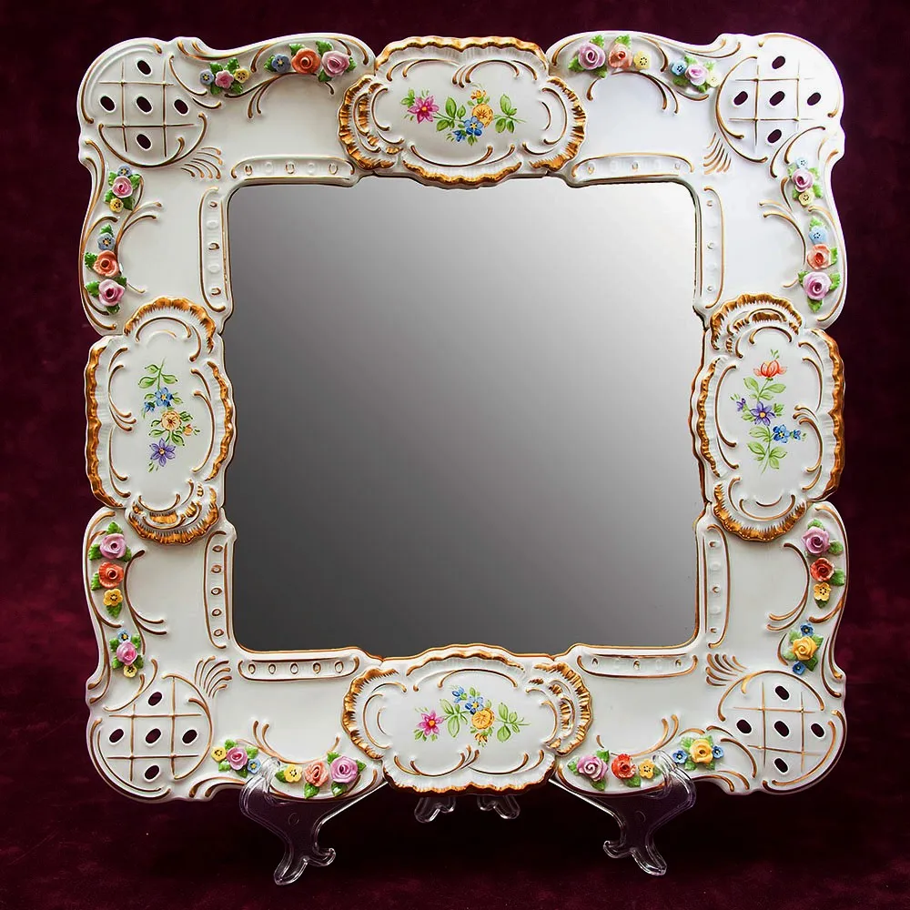 Настенное Фарфоровое Зеркало 37,5 см. х 36 см. LINDNER Kups Bavaria, Германия 60гг.