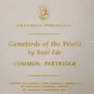 Коллекционная Тарелка «Серая куропатка» Фарфор Лимож Limoges Франция 1979 год.