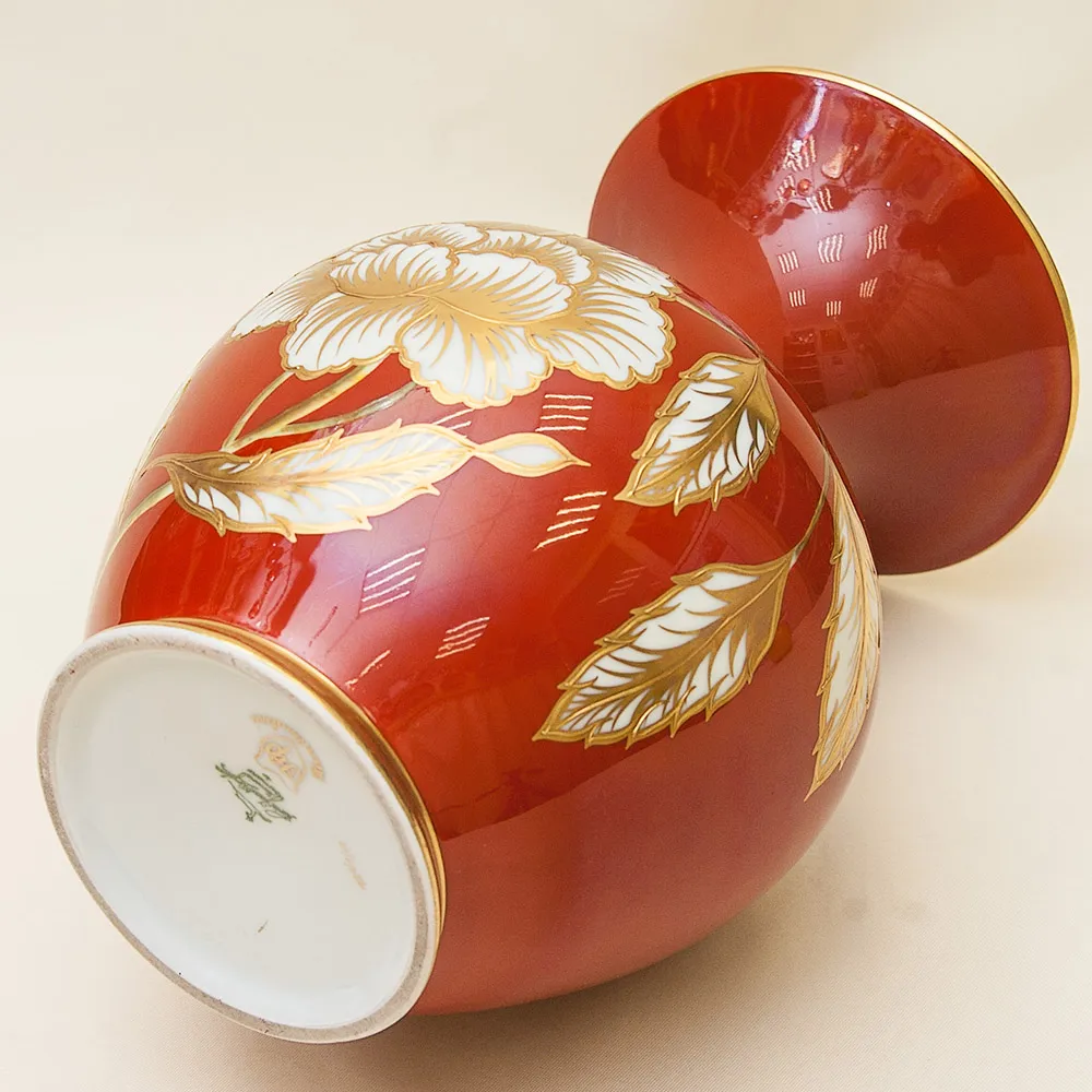 Коллекционная Ваза из серии «Золото Роз» Фарфор Hertel, Jacob&Co. Германия Н-25см.