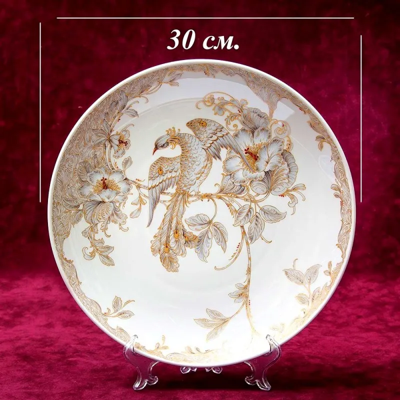 Коллекционная Авторская  Тарелка - Блюдо «Райская Птица» Фарфор KAISER Германия.