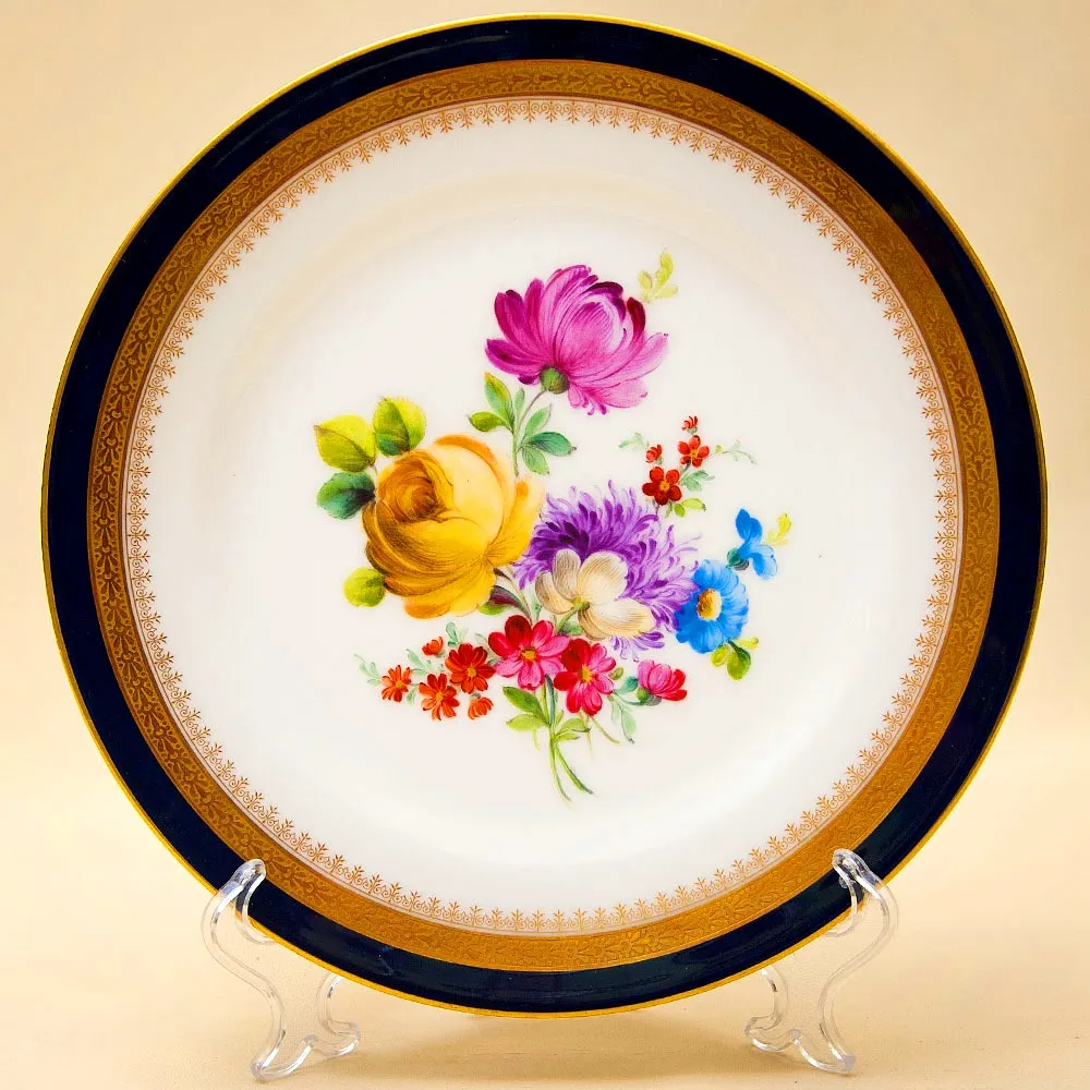 Антикварная Тарелка - Блюдо «Летний букет» Фарфор, Роспись HEUBACH, Германия -1910 год..