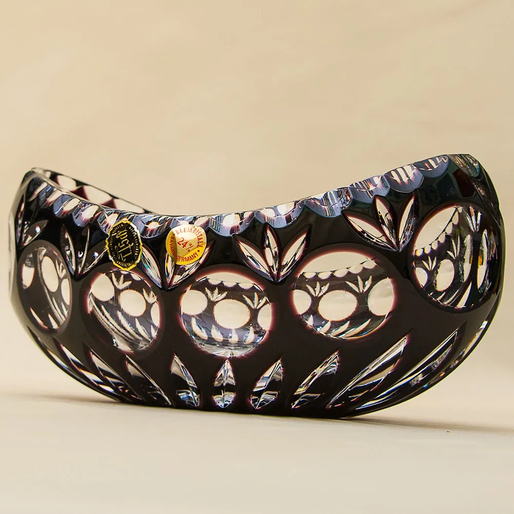 Ваза-Конфетница «ЛАДЬЯ» Цветной Хрусталь Trischler Winterhalder Германия 70-е гг.