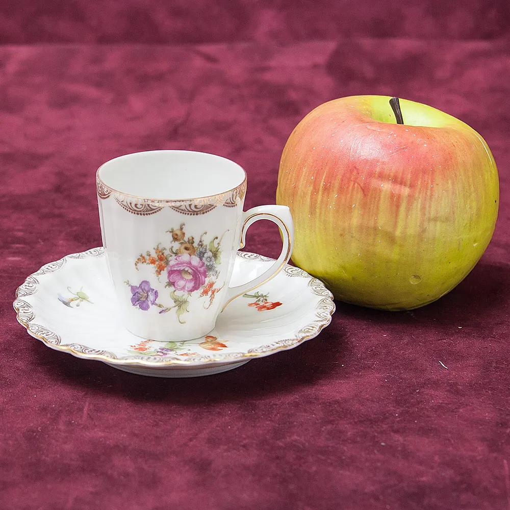 Антикварная Кофейная пара «БУКЕТ», Wurttemberg Германия, 1904 - 1934 годы.