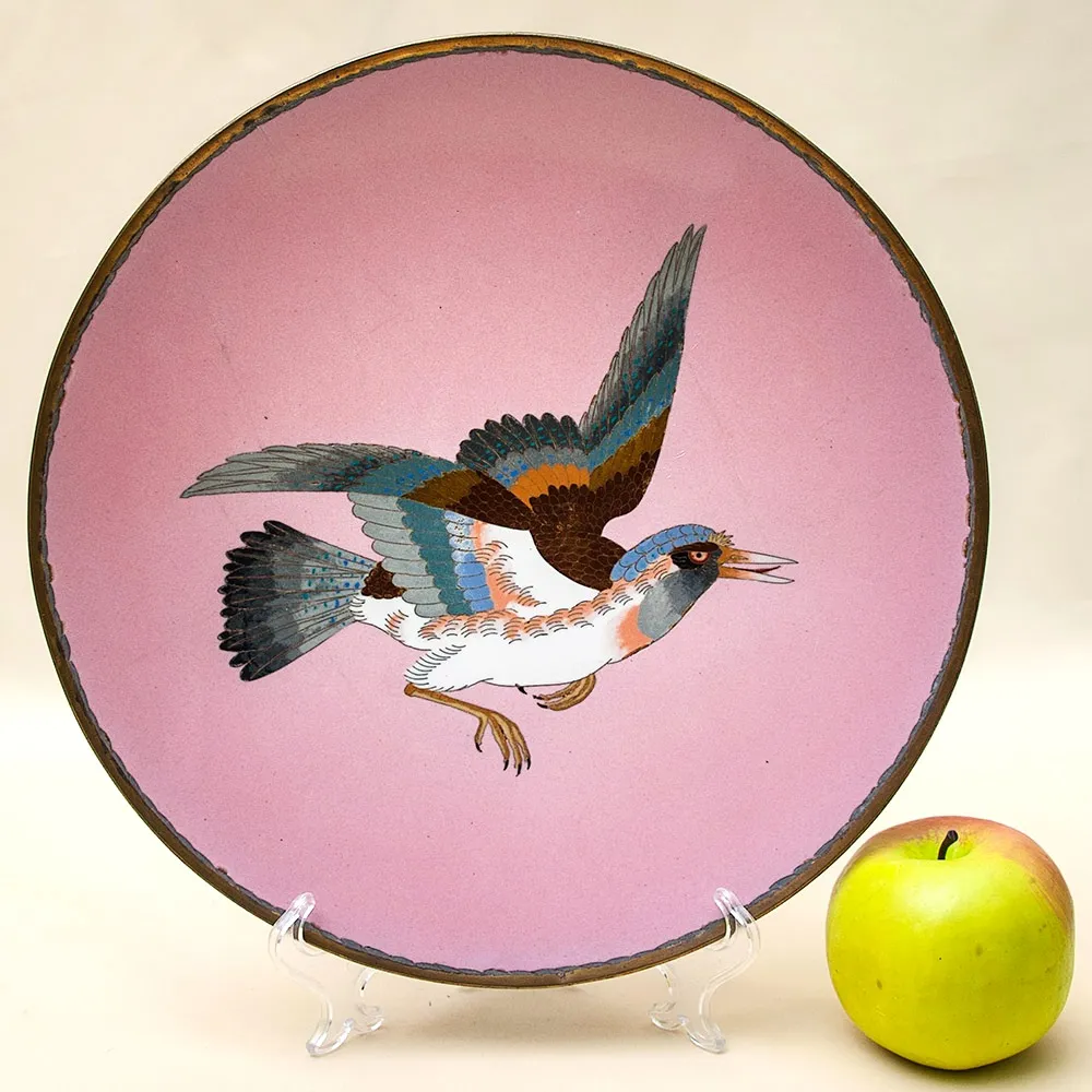 Антикварная Тарелка  «ПТИЦА»  D - 30 см., клуазоне, Япония, Мэйдзи.