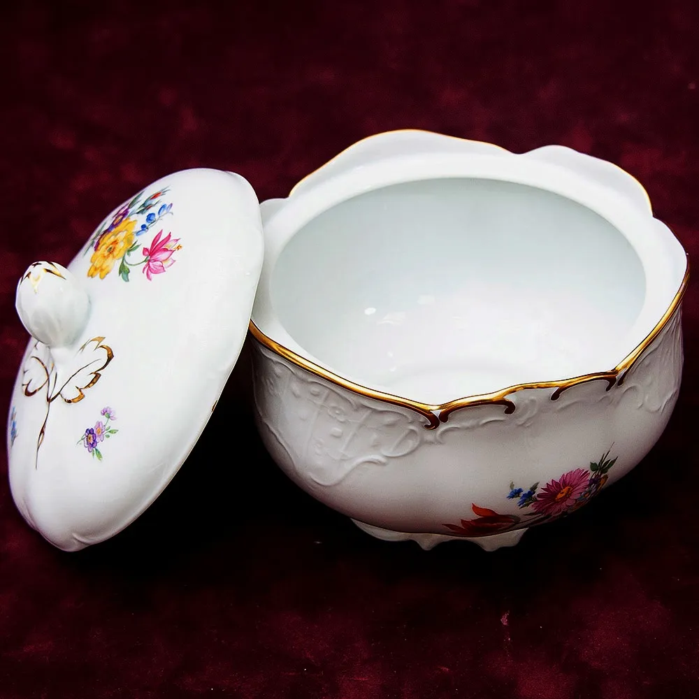 Фарфоровая Сахарница - Конфетница «Летний сад» Furstenberg, Германия середина ХХ века.