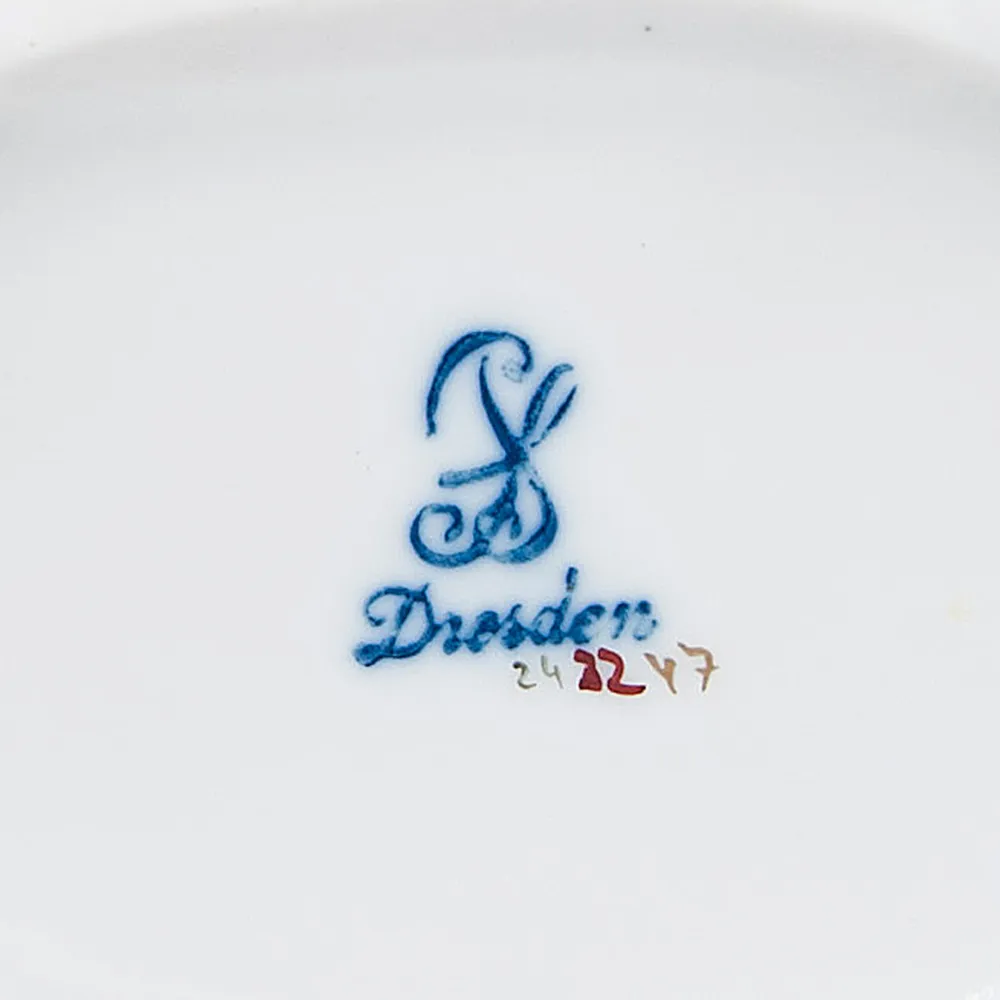 Фарфоровая Сухарница - Корзинка для выпечки - Вазочка - Конфетница «Цветение Лета» SP Dresden Германия