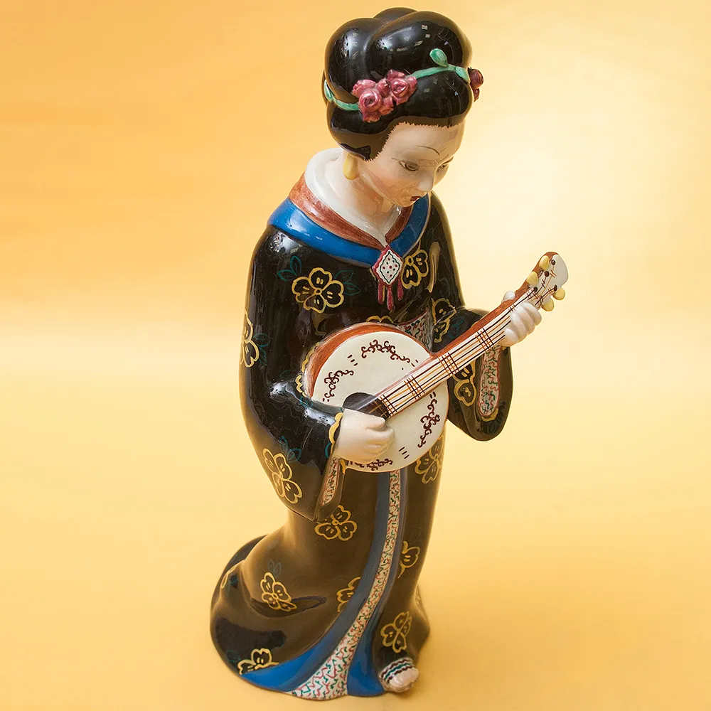 Большая Интерьерная Фаянсовая Статуэтка «Девушка с лютней», CIA MANNA Италия 50-е годы.