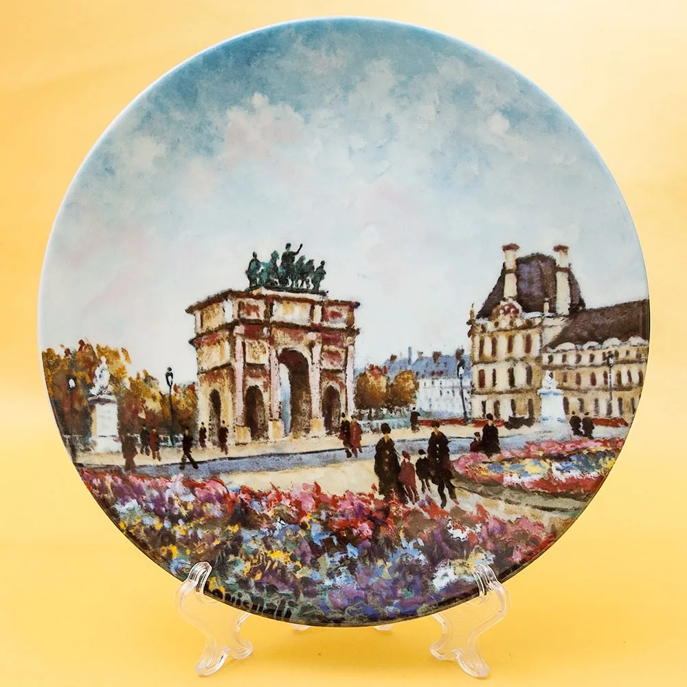 Коллекционная Тарелка «Париж - Сад Тюлирьи и Арка Каррузель» Фарфор, Лимож, Limoges, Франция.