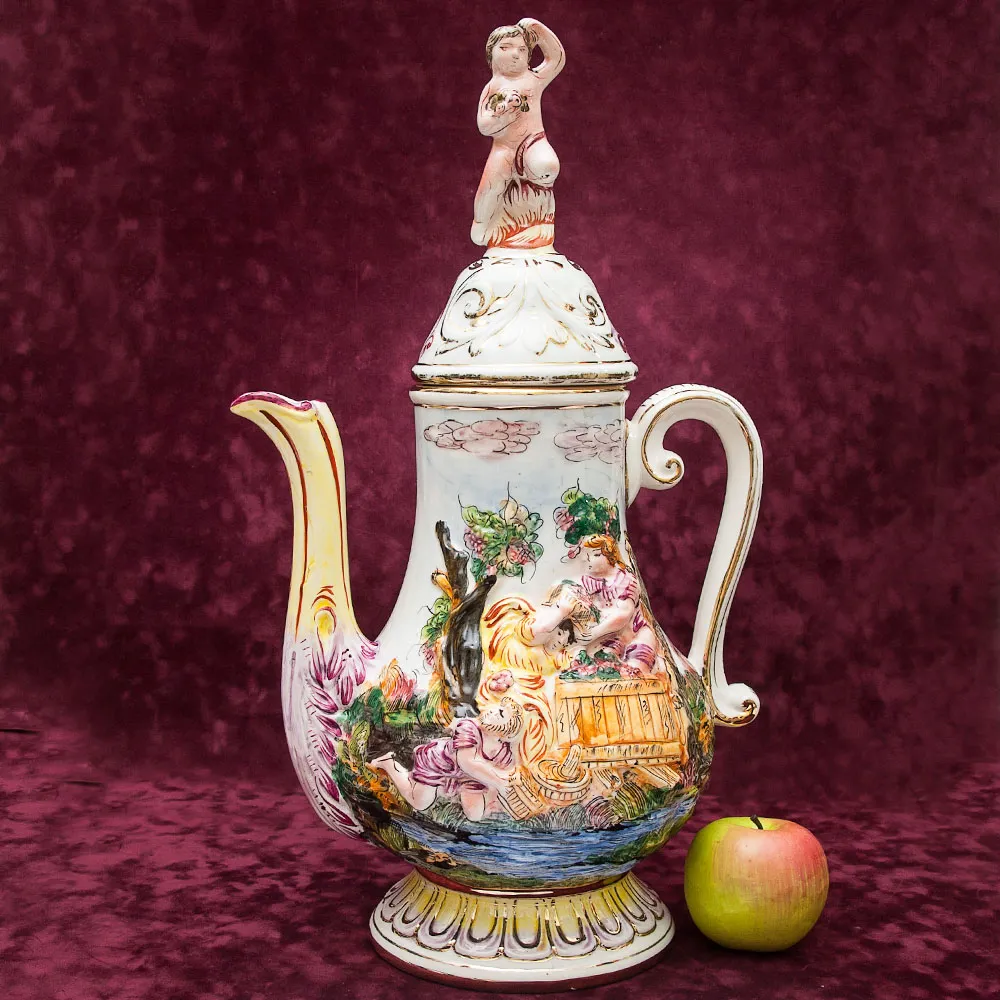 Большой Декоративный Кувшин - Ваза «Райский Сад», Фаянс Capodimonte / Каподимонте Италия Н-53 см.