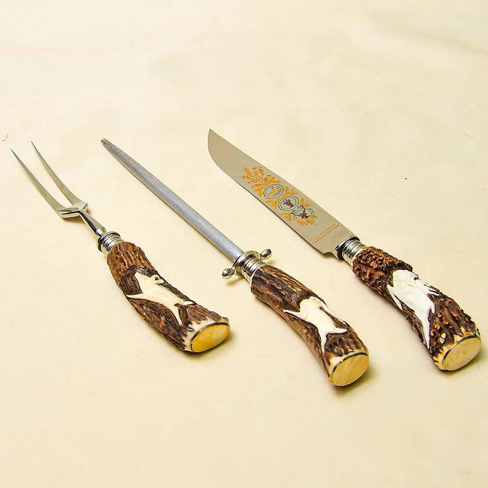 «Охота» Набор для Барбекю из 3-х предметов, Германия, STAINLESS-FORGED Solingen, 60 -е гг.