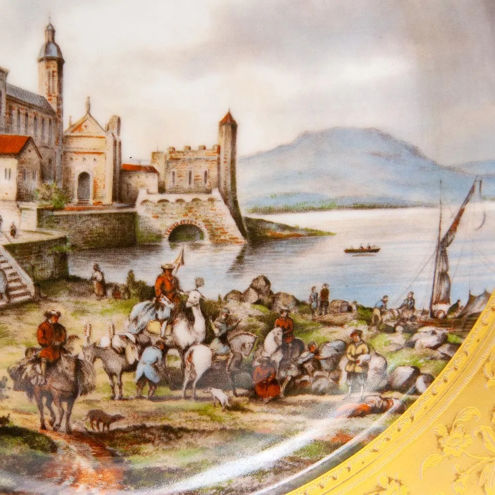 Большое Коллекционное Блюдо - Тарелка «Пейзаж на набережной» Фарфор KAISER Германия.