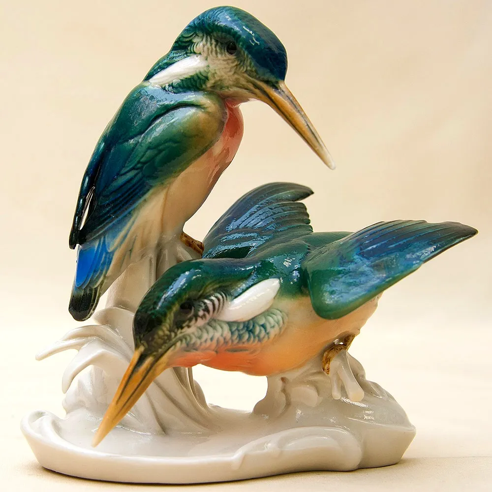 Птицы - Фарфоровая Статуэтка «Пара Зимородков», Карл Энс/ Karl Ens Германия 50гг.