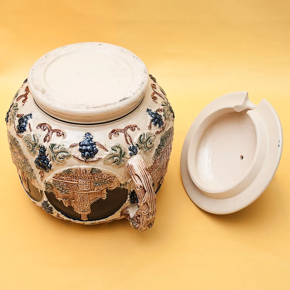 Крюшонница - Горшок для Глинтвейна «Старинные Замки» + 4-е Кружки Фаянс Германия