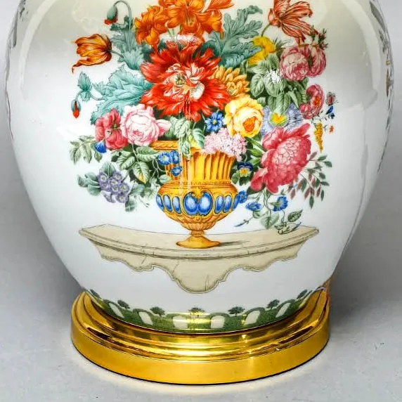 Настольная Электрическая Лампа - Светильник «Цветущий Сад» Фарфор Kaiser, Германия 80 -е годы ХХ века. 