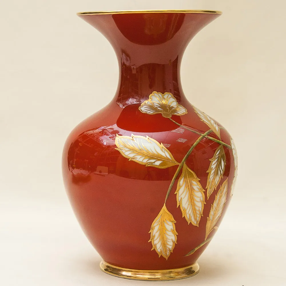 Коллекционная Ваза из серии «Золото Роз» Фарфор Hertel, Jacob&Co. Германия Н-25см.