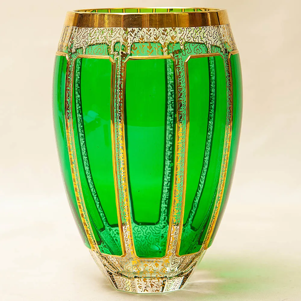 Коллекционная Ваза для Цветов «Зелёный Изумруд», Хрусталь ERNST WITTIG, Германия середина ХХ века.