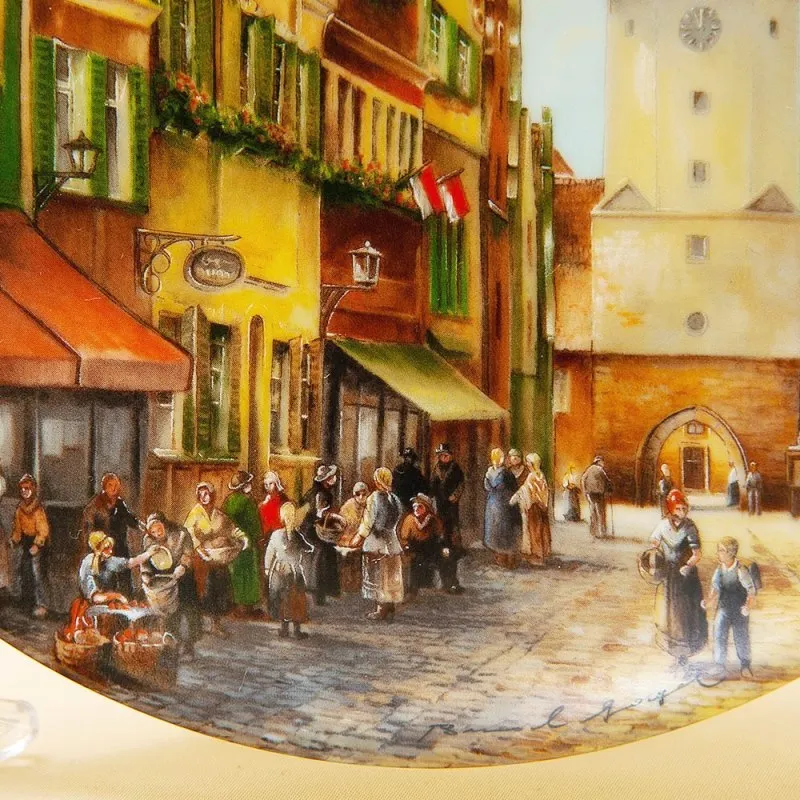 Коллекционная Тарелка «Королевские ворота в Эттингене» Фарфор VOHENSTRAUSS, Германия -1989 год.