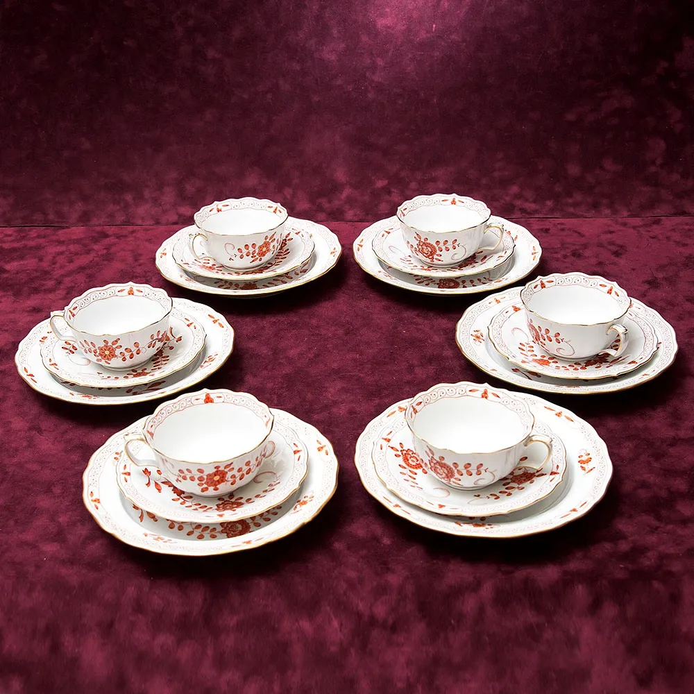 Чайный Сервиз «Индийский цветок» на 6-ть персон Фарфор MEISSEN / МЕЙСЕН Германия.