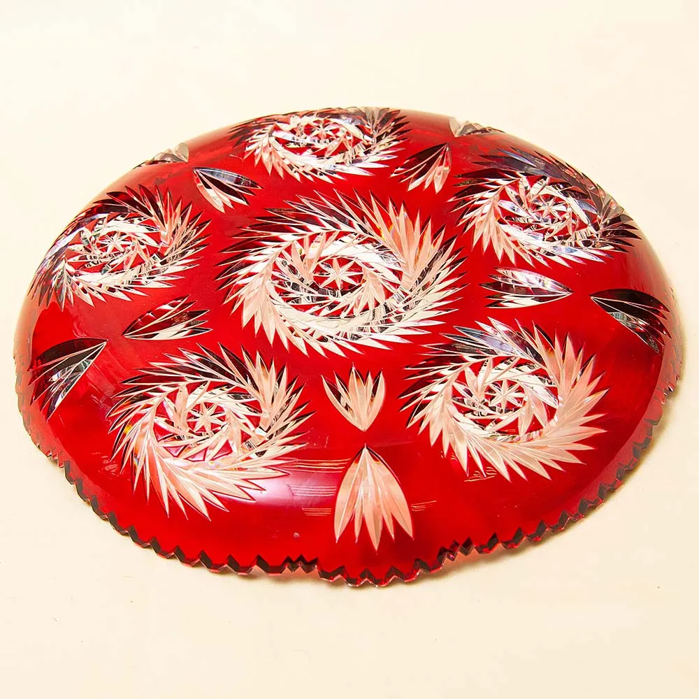 Сервировочное Блюдо - Фруктовница Красного Хрусталя GUTEZEICHEN Германия D-29 см., конец 60-х гг.