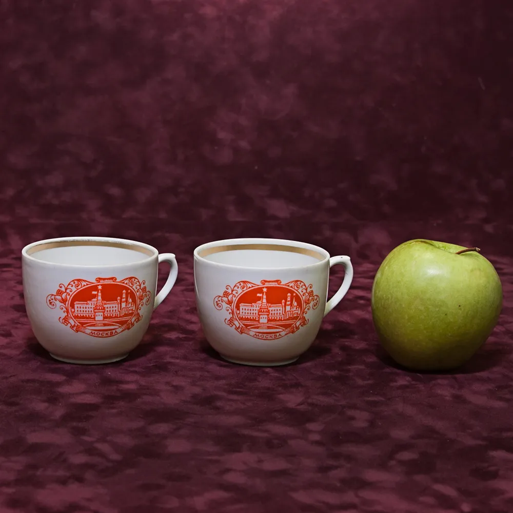 Две чашки «Красная Москва» Фарфор СССР Вербилки, 1970-80 гг.