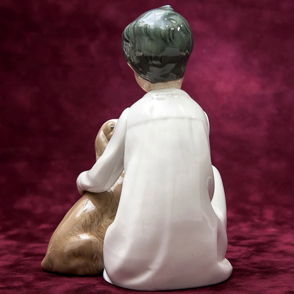 Редкая! Фарфоровая статуэтка «Мальчик с собакой» Lladro, Испания - 1970 год.